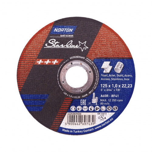 Отрезной круг по мет.,NSL 41, 125х1,0х22,23, 80 m/sec 66252839600